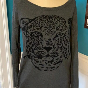 Women’s Rock & Republic gray embellished cheetah sweater, small